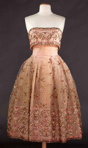 COUTURE STRAPLESS PARTY DRESS, 1950s