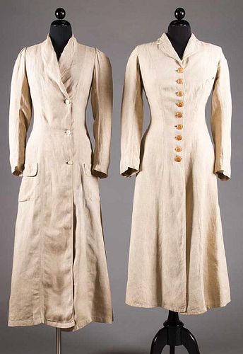 TWO LADIES' LINEN DUSTERS, 1900-1910