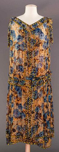 PRINTED & BEADED PARTY DRESS, 1920s