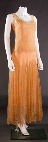 PALE PEACH LACE SUMMER GOWN, 1930s