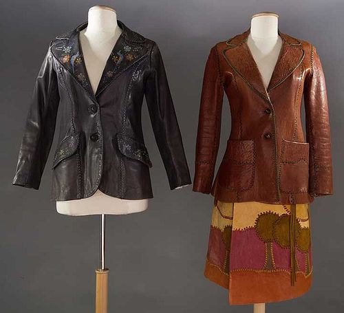 TWO CHAR HAND MADE LEATHER GARMENTS, 1965-1975