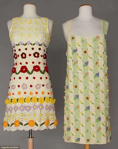TWO MOSCHINO COTTON CROCHET DRESSES