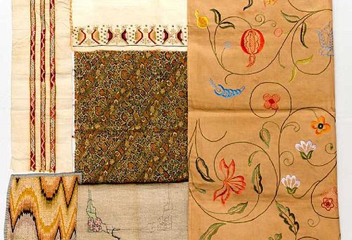 5 EMBROIDERED TEXTILES, 19TH-20TH C