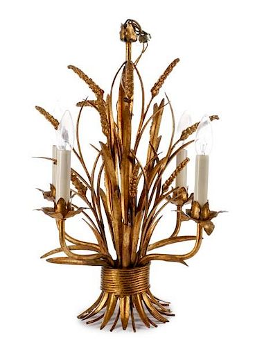 Frederick Cooper Style Gilt Tole Wheat Chandelier