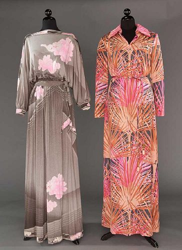 2 PRINTED JERSEY MAXI-DRESSES, ROME & PARIS, 1970
