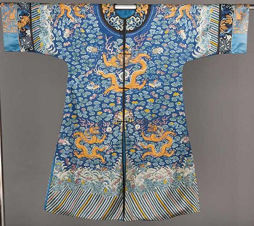 EMBROIDERED EIGHT DRAGON ROBE, CHINA, 19TH C