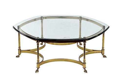 Hexagonal Brass Coffee Table, Attr. to La Barge