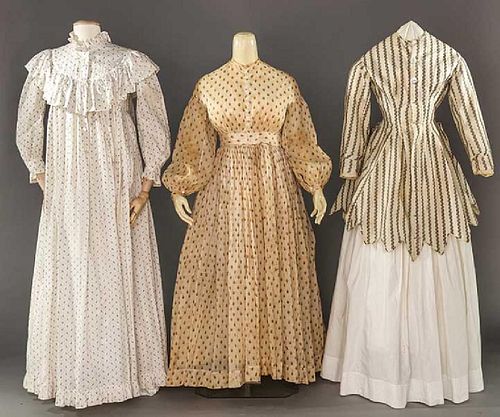THREE LADIES' COTTON PRINT GARMENTS, 1860-1890