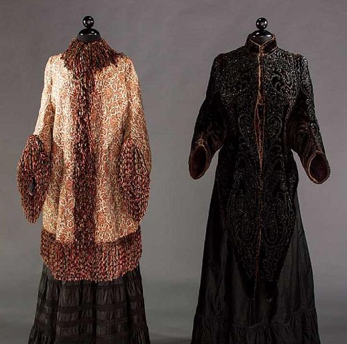 TWO WINTER DOLMAN CAPES, 1880s