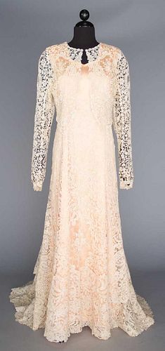 BRUSSELS MIXED LACE DRESS, EARLY 20TH C