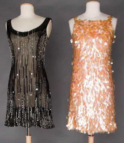 TWO SPANGLED MINI DRESSES, 1965 & 1995