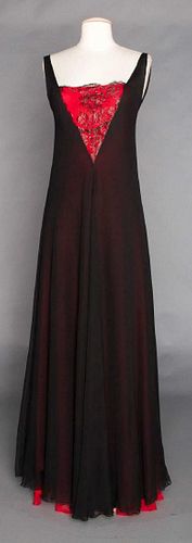 STAVROPOULOS BLACK & RED EVENING GOWN, 1970s