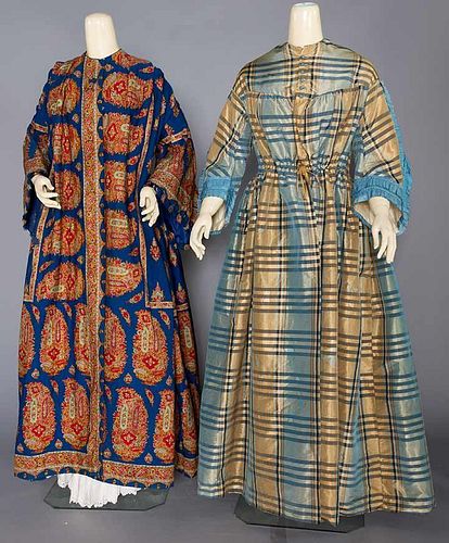 TWO LADIES' MATERNITY WRAPPERS, 1850-1860s
