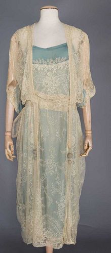 CRYSTAL BEADED LACE EVENING DRESS, c. 1915