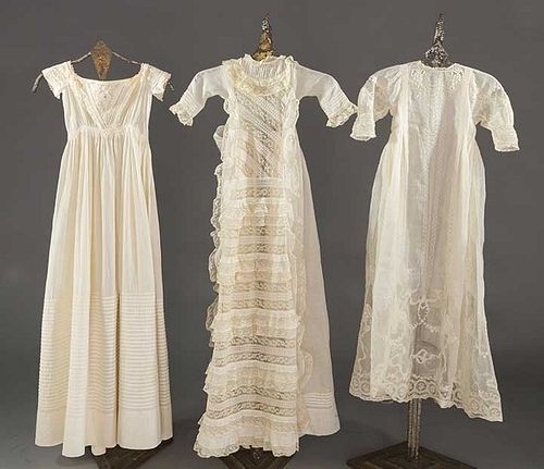 THREE CHRISTENING GOWNS, MID 19TH C