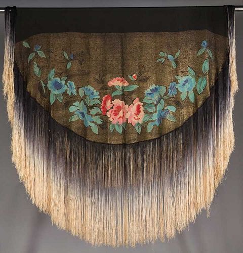 FLORAL PRINTED LAME SHAWL, 1920s