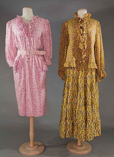 GIVENCHY & RICCI SILK PRINT DRESSES, 1970-1980