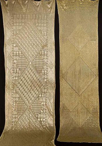 2 WHITE ASUITE STOLES, EARLY 20TH C