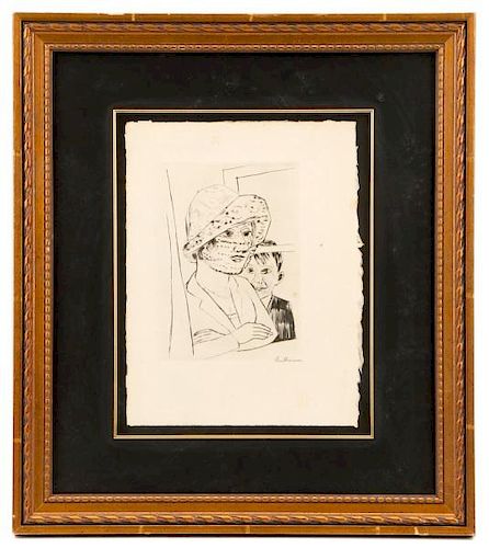 Max Beckmann "Dame with Knabe", Pencil Signed