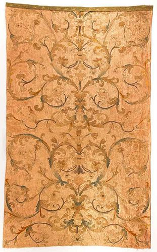 EMBROIDERED WALL HANGING, ITALY or PORTUGAL, EARLY 18TH