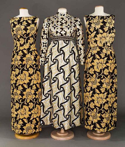 THREE LAME BROCADE EVENING GOWNS, 1960s