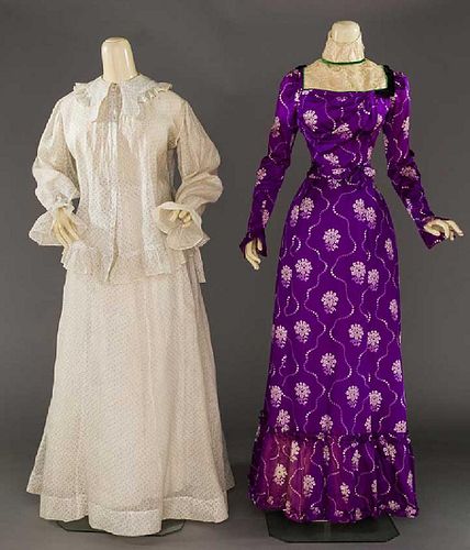 1 PRINTED AT-HOME & 1 DAY DRESS, 1890-1900