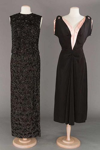 TWO BLACK EVENING DRESSES, 1945 & 1965