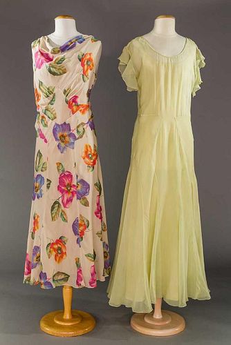 TWO CHIFFON SUMMER GOWNS, 1930s