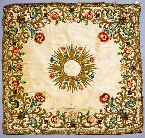 EMBROIDERED CHALICE COVER, FRANCE, 18TH C