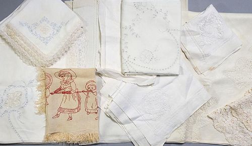 EMBROIDERED & LACE TRIMMED LINENS, 1880-1920