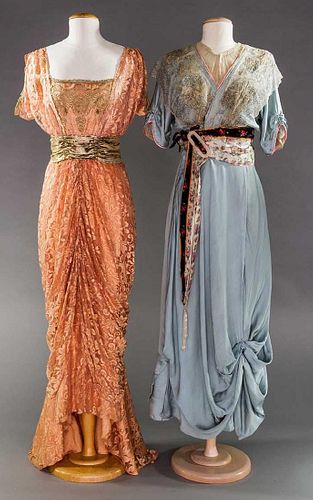 1 PINK & 1 BLUE EVENING GOWN, 1910-1912