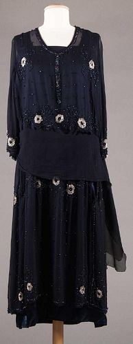 WHITE & BLACK BEADED DRESS, 1920s
