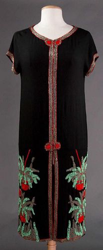 RED, GREEN & SILVER BEADED DRESS, 1920s