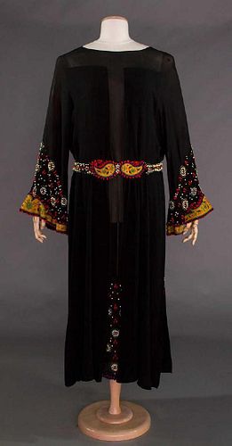 PATOU COUTURE EMBROIDERED DRESS, 1919-1922