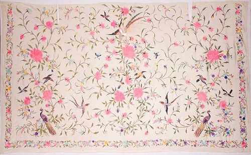 EMBROIDERED DAY BED COVER, CHINA, c. 1920s
