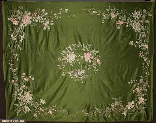 EMBROIDERED SILK BEDSPREAD, CHINA, 1920s