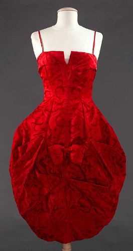 TRIGERE RED SILK BUBBLE DRESS, 1958