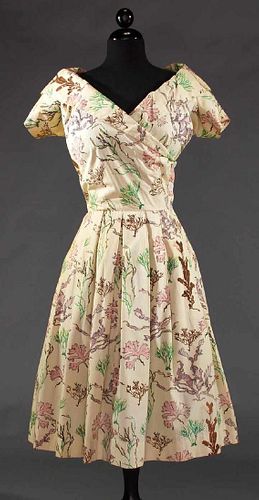 CLAIRE McCARDELL COTTON PRINT DRESS, MID 1950s