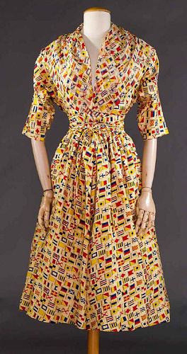 McCARDELL NAUTICAL PRINT DRESS, MID 1950s