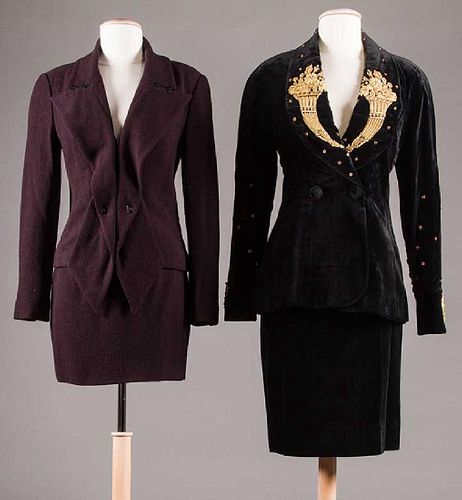 TWO LAGERFELD EVENING SKIRT SUITS, FRANCE, 1980s
