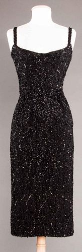 CEIL CHAPMAN BEADED EVENING DRESS, 1950s