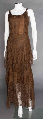 BROWN LACE EVENING GOWN, PARIS, EARLY 1930s