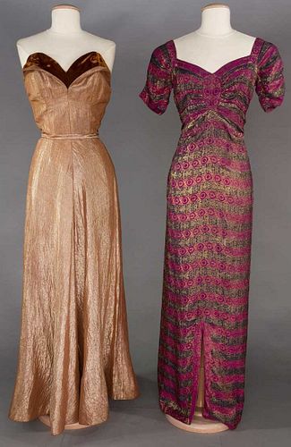 TWO LAME EVENING GOWNS, 1940-1950