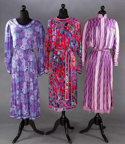 THREE PRINTED LONG DRESSES, ITALY & PARIS, 1960-1980s