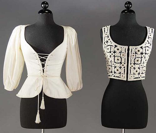 DIOR COUTURE VEST, 1960s & YSL LACED BLOUSE, 1976