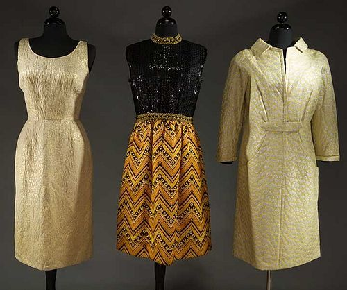 THREE LAME BROCADE COCKTAIL DRESSES, 1950-1960