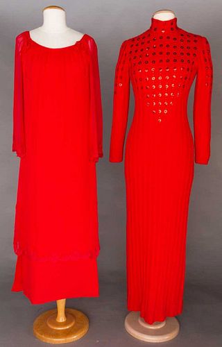 STARR & COFFEY RED EVENING DRESSES, 1970s