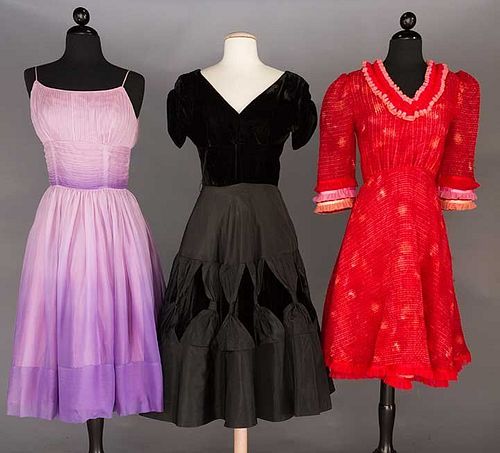 THREE PARTY DRESSES, 1950-1990
