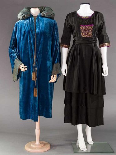 VELVET OPERA COAT & SILK DRESS, 1915-1920