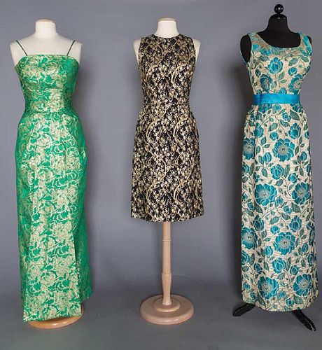 THREE LAME BROCADE GOWNS, 1960s